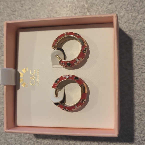 C&C California Earrings,  Red , Gold. Brand New - Picture 1 of 2